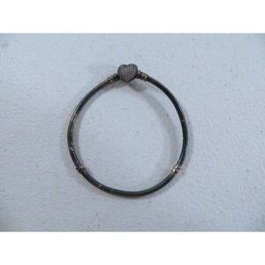 Pandora Moments Sparkling Heart Clasp Charm Bracelet Sterling 925 ALE 7.5" 19 CM